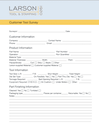 Precision metal stamping tooling customer survey
