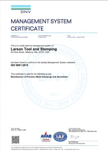 Larson's ISO 9001:2015 Certification