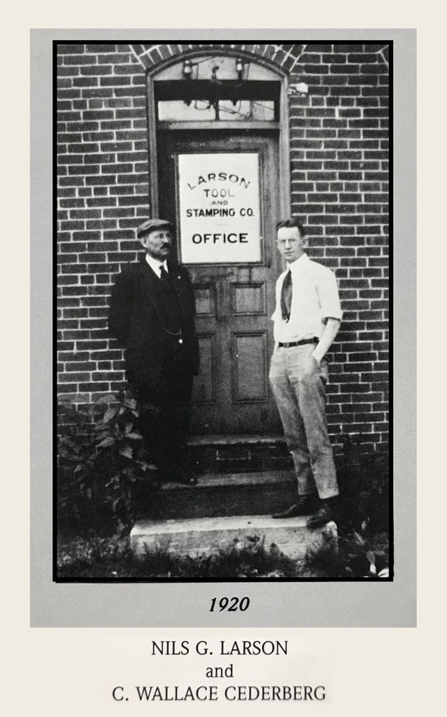 Larson and cederberg pictured outside larson facility in 1920