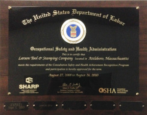 The united states department of labor recertifies larson tool & stamping with osha’s sharp recognition program
